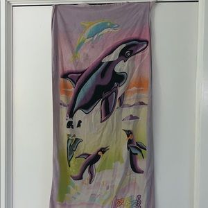 Rare Vintage 90’s Lisa Frank beach towel dolphins